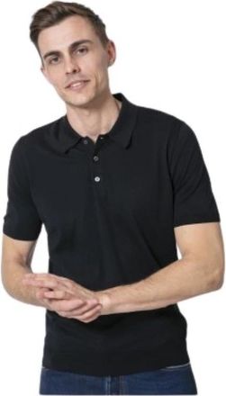 Gran Sasso Gebreide poloshirt - Heren - Polos - Zwart - XL - Katoen - Tops