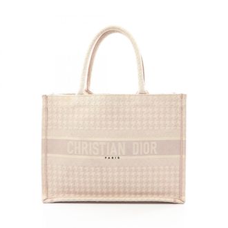 Dior Pink White Canvas Handbag Tote Bag (Pre-Owned)