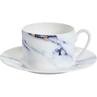Prouna Marble Azure Tea Cup & Saucer in White at Nordstrom