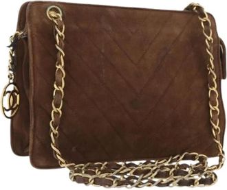 Chanel Pre-owned Cross Body Bags, female, Brown, Size: ONE SIZE Pre-owned Suede Shoulder Bag