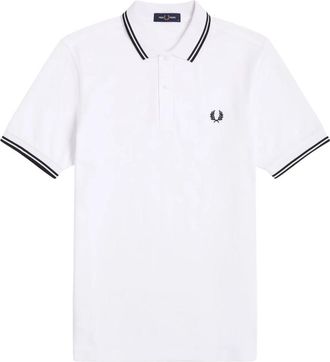 Fred Perry Polo met Contraststrepen - Heren - Polos - Wit - 2XL - Katoen - Tops