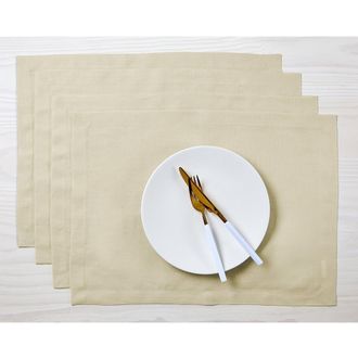 Solino Home Linen Placemats Set of 4, 14 x 19 Inch for Dining Table, Holiday and Everyday Table Decor - Fete in Birch at Nordstrom, Size Medium