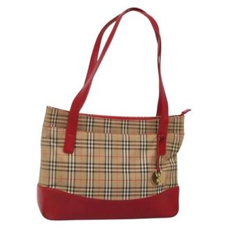 Burberry Tweedehands Canvas handtassen - Dames - Pre-owned - Beige - Maat: ONE Size Leer