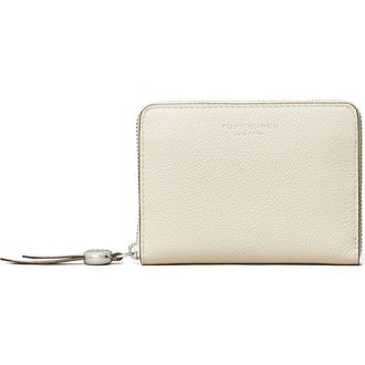 Tory Burch Romy Medium Leather Zip Wallet in Light Cream at Nordstrom