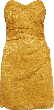 Dolce & Gabbana Gedrapeerde jurk met kant - Geel