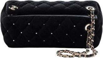 Chanel Pre-owned Quilted Velvet Clutch - Dames - Vintage Schoudertas - Zwart - ONE Size - Leer - Vintage