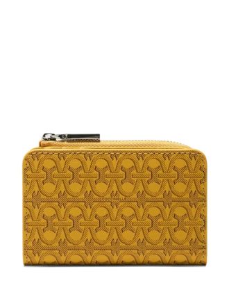 Coccinelle monogram-pattern wallet - women - Canvas/Grained Calf Leather - One Size - Yellow