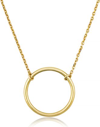 MAX + STONE 10k Yellow Gold Open Circle Pendant Necklace Adjustable 16 to 18 Inch