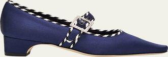 Manolo Blahnik 30mm Zaera Satin Mary Jane Pumps