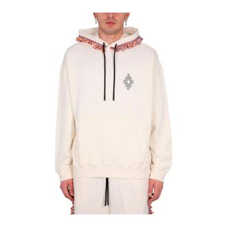 Marcelo Burlon Felpa con Cappuccio in Cotone con Dettaglio Grafico - - Sweatshirts & Hoodies - Uomo - Rosa - S