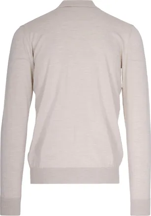 Paolo Pecora Mens Polo Shirt Virgin Wool Cream T-shirts And Polos