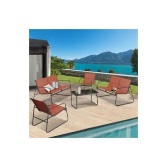 IDMarket Idmarket - Conjunto De Muebles Bajos De Jard&iacute;n Malaga De 6 Plazas Con 2 Sof&aacute;s, Sillones Y Mesa De Terracota