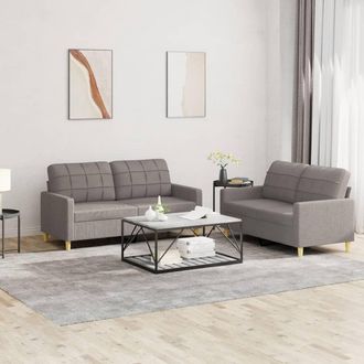 vidaXL Juego De Sof&aacute;s Con Cojines 2 Piezas Tela Gris Taupe Vidaxl