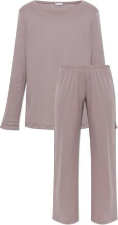 Hanro Nachtkleding, Dames, Paars, M, Katoen, Pilar Pyjama met lange mouwen