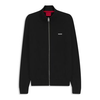 HUGO BOSS Logo-detail knit jacket in cotton