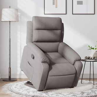 vidaXL Sill&oacute;n Reclinable Elevable Tela Gris Taupe Vidaxl