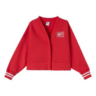 Nike (WMNS) Nike Phoenix Fleece Over Oversized Graphic Cardigan Asia Sizing Red HJ0947-657