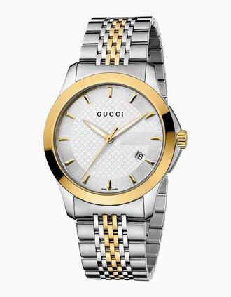 Gucci Mens Gucci YA126409 G-Timeless Two-Tone Mens Watch - Silver