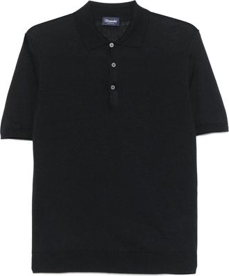 Drumohr knitted polo shirt - men - Cotton/Linen/Flax - 50 - Blue
