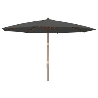 Berkfield Home Garden Parasol with Wooden Pole Anthracite 400x273 cm in Dark Grey