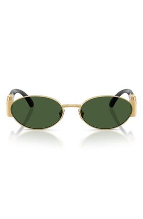 Versace 56mm Oval Sunglasses in Gold /Dark Green at Nordstrom