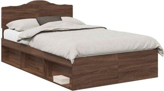 vidaXL Estructura De Cama Con Cabecera Roble Marr&oacute;n 120 X 200 Cm Vidaxl
