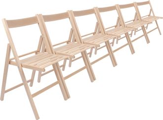 Harbour Housewares Beech Wood Folding Chairs Pack of 6 in Natural
