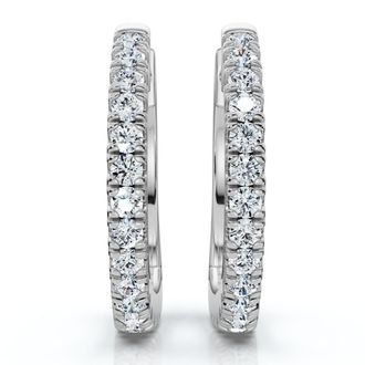 Pompeii3 Small Diamond Hoop Earrings 14k White or Yellow Gold Lab Grown 1/2 Tall