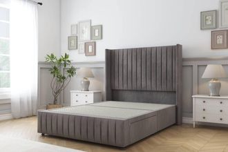 Sloomy Marlborough Naples Divan Base 2 Drawers 54 Headboard 12Footboard in Grey | Size: Double