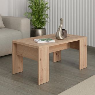 Dmora Mesa De Centro Riposto, Forma Rectangular, Color Tablero Marr&oacute;n, Estructura Roble Nodo, 90x50x43h Cm Marr&oacute;n Roble Nodo