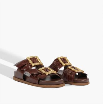 Schutz Womens Enola Bamboo Sporty Sandals In Root Brown