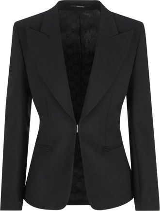 Gucci Technical Stretch Wollen Jas - Dames - Blazers - Zwart - M - Wol - Jassen
