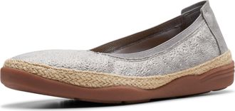 Clarks Womens Elaina Rae, Pewter Metallic Textile, 7 Wide