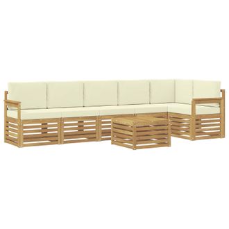 vidaXL Conjunto De Sof&aacute;s De Exterior 7 Pcs Blanco Y Crema Vidaxl