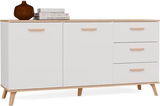 Topeshop Olympo 2d3s - C&oacute;moda, 3 Cajones, 2 Puertas - 150x75x40 Cm - Blanco / Roble Artisan