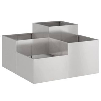 Berkfield Home Garden Planter 80x80x48 cm Stainless Steel in Silver | Size: 80 x 80 x 48 cm