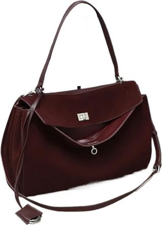 Generic Tote Bag, Compatible For Women Frosted Cowhide Large Capacity Simple Shoulder Handbag(Red)