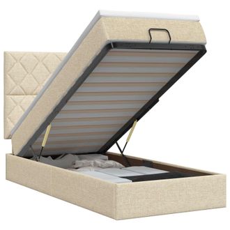 vidaXL Letto Ottomano Con Materasso Crema 90 X 200 Cm Tessuto Vidaxl