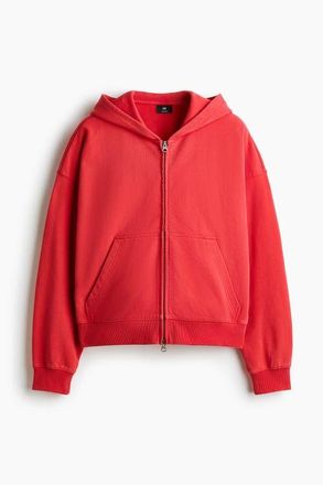 H&M Oversized Fit Zip-through Hoodie in Bright Red at Nordstrom, Size X-Large