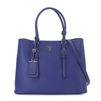 Prada Blue Saffiano Triangle Handbag Tote Bag (Pre-Owned)