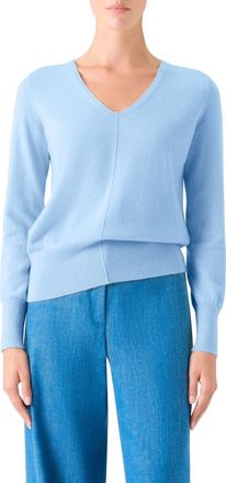 Akris Cashmere V-Neck Sweater in Powder Blue at Nordstrom, Size 10
