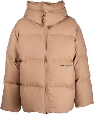 Off-white Race canvas down padded jacket - men - Polyamide/Feather Down/Polyester - L - Brown