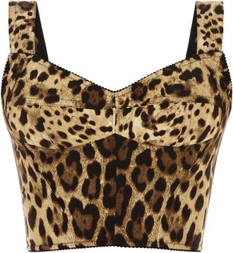 Dolce & Gabbana Zijde blend bedrukte stretch bodice top - Dames - Tops zonder mouwen - Veelkleurig - S - Tops