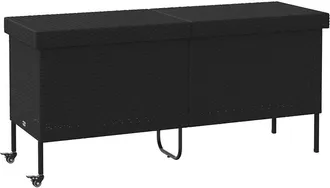 vidaXL Contenitore Da Giardino Con Ruote Nero 160x55x75 Cm Polyrattan - Vidaxl