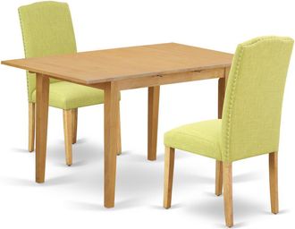 East West Furniture Dining Room Set Oak, NOEN3-OAK-07