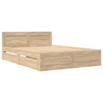 vidaXL Estructura De Cama Con Caj&oacute;n 2 Pcs Sonoma Madera De Ingenier&iacute;a Vidaxl