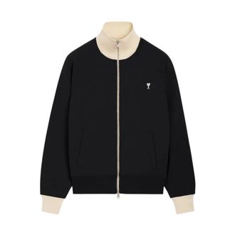 Ami Hoodies & sweatvesten, Heren, Zwart, S, Katoen, De Coeur Zip-up Sweatshirt
