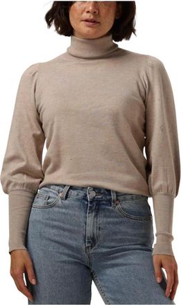 Notre-V Basic Gebreide Blouse - Dames - Coltruien - Beige - XL - Truien & Vesten
