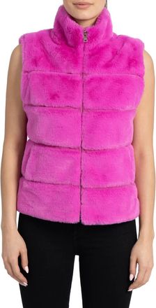 Love Token Vince Faux Fur Vest In Hot Pink