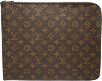 Louis Vuitton Pre-owned Monogram Canvas Clutch - Dames - Vintage Clutch - Bruin - ONE Size - Leer - Vintage